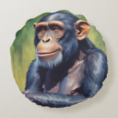 Schattigee Crazy Funny Chimpanzee Rond Kussen (Achterkant)