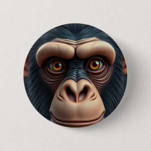 Schattigee Crazy Funny Chimpanzee Ronde Button 5,7 Cm