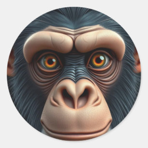 Schattigee Crazy Funny Chimpanzee Ronde Sticker
