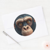 Schattigee Crazy Funny Chimpanzee Ronde Sticker (Envelop)