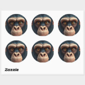 Schattigee Crazy Funny Chimpanzee Ronde Sticker (Vel)