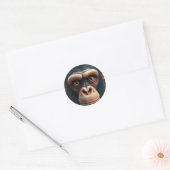 Schattigee Crazy Funny Chimpanzee Ronde Sticker (Envelop)