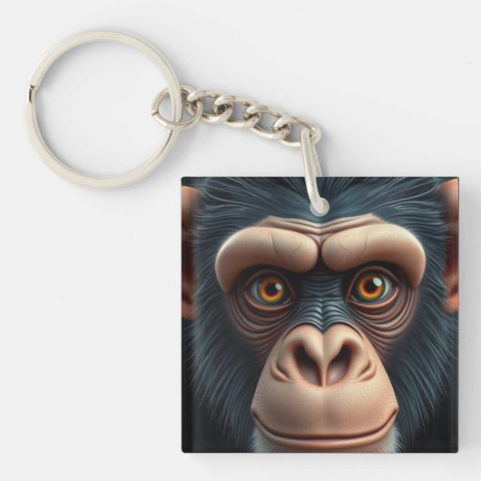 Schattigee Crazy Funny Chimpanzee Sleutelhanger (voorkant)