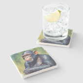 Schattigee Crazy Funny Chimpanzee Stenen Onderzetter (Zijkant)