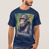 Schattigee Crazy Funny Chimpanzee T-shirt (Voorkant)