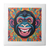 Schattigee Crazy Funny Chimpanzee Tegeltje (Voorkant)