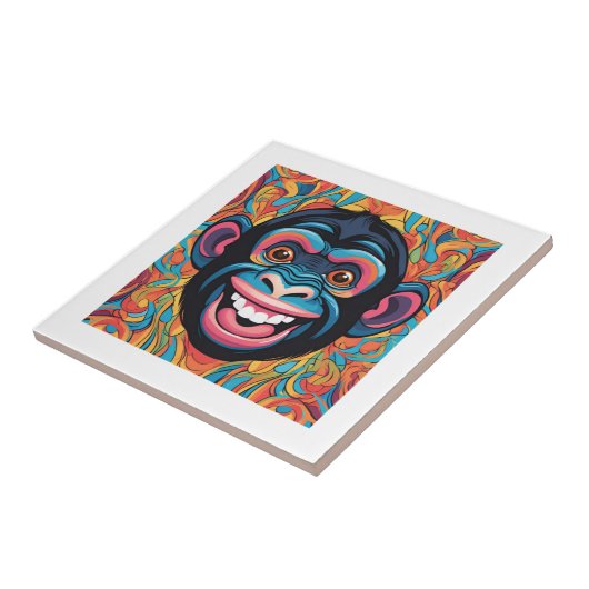 Schattigee Crazy Funny Chimpanzee Tegeltje (Zijkant)