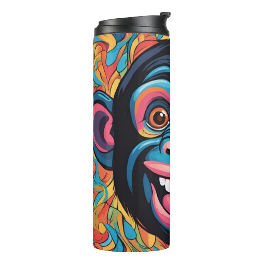 Schattigee Crazy Funny Chimpanzee Thermosbeker (Gedraaid links)