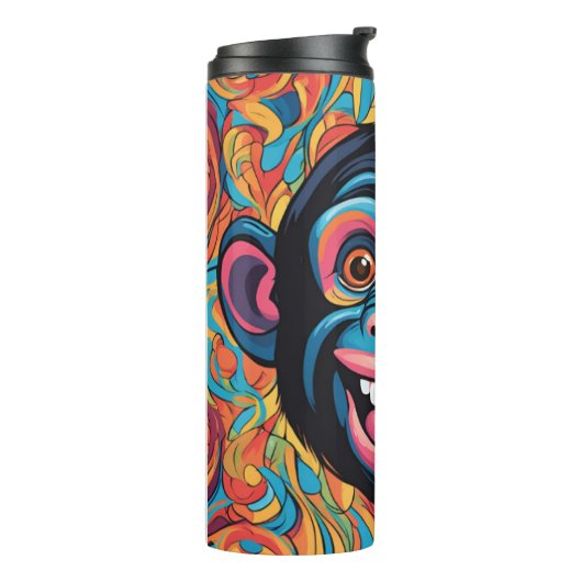 Schattigee Crazy Funny Chimpanzee Thermosbeker (Gedraaid links)