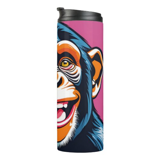 Schattigee Crazy Funny Chimpanzee Thermosbeker (Geroteerd rechts)