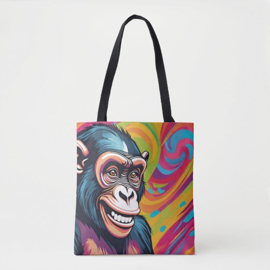 Schattigee Crazy Funny Chimpanzee Tote Bag (Voorkant)