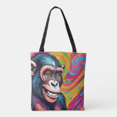 Schattigee Crazy Funny Chimpanzee Tote Bag (Achterkant)