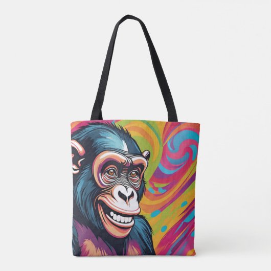 Schattigee Crazy Funny Chimpanzee Tote Bag (Achterkant)
