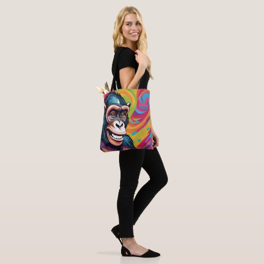 Schattigee Crazy Funny Chimpanzee Tote Bag (Op model)