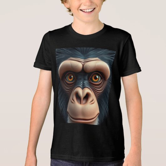 Schattigee Crazy Funny Chimpanzee Tri-Blend Shirt (Voorkant)