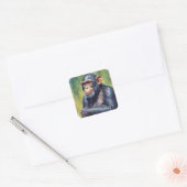 Schattigee Crazy Funny Chimpanzee Vierkante Sticker (Envelop)