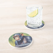 Schattigee Crazy Funny Chimpanzee Zandsteen Onderzetter (Zijkant)