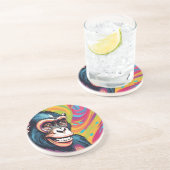 Schattigee Crazy Funny Chimpanzee Zandsteen Onderzetter (Zijkant)