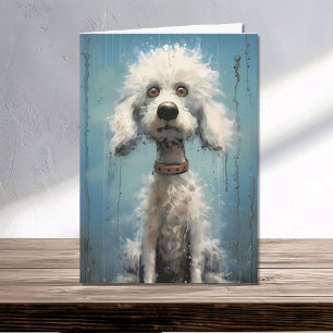 Schattigee Crazy Goofy Witte Abstract Poodle Dog Kaart