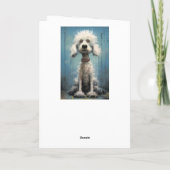 Schattigee Crazy Goofy Witte Abstract Poodle Dog Kaart (Achterkant)