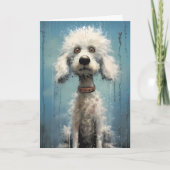 Schattigee Crazy Goofy Witte Abstract Poodle Dog Kaart (Voorkant)