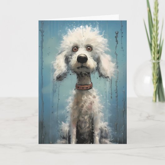 Schattigee Crazy Goofy Witte Abstract Poodle Dog Kaart (Voorkant)