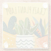 Schattigee Crazy Plant Lady Boho Potted Planten Glazen Onderzetter (Achterkant)