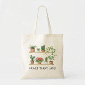 Schattigee Crazy Plant Lady Waterverf Potted Plant Tote Bag (Voorkant)