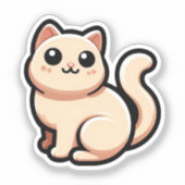 Schattigee Cream Cat met grote ogen - Kawaii Anima Sticker (Voorkant)