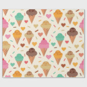 Schattigee Cream Cone met harten Cadeaupapier (Vlak)