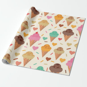 Schattigee Cream Cone met harten Cadeaupapier