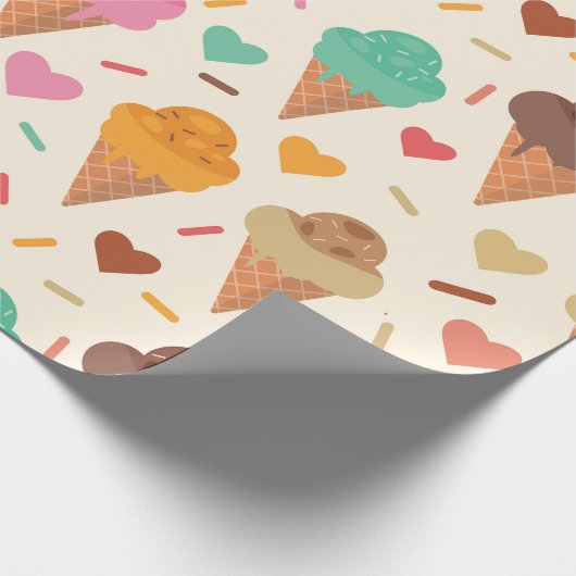 Schattigee Cream Cone met harten Cadeaupapier (Hoek)