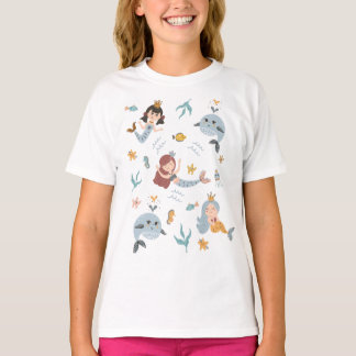 Schattigee Creatieve Geïllustreerde Kinderen Zeeme T-shirt