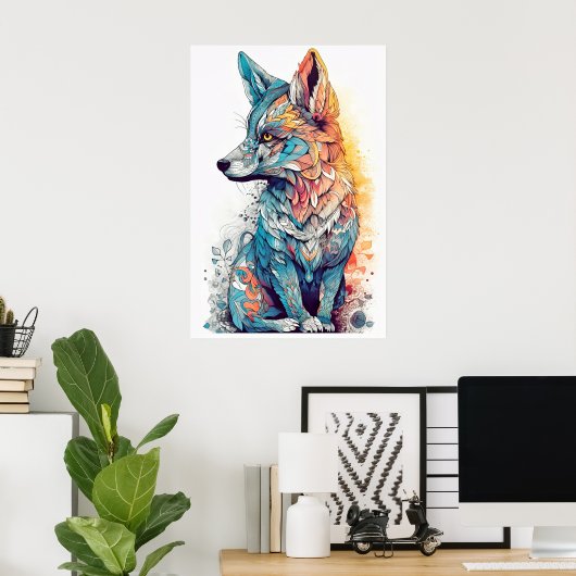 Schattigee Creative Fox illustratie Poster (Thuiskantoor)