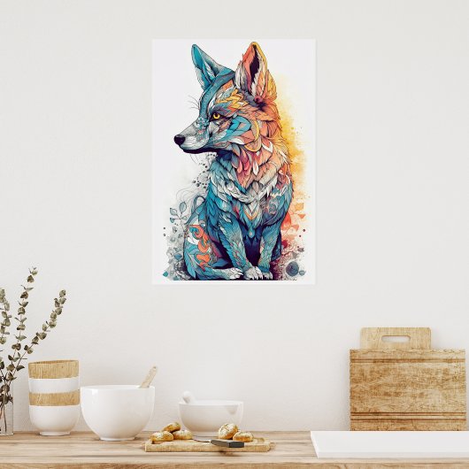 Schattigee Creative Fox illustratie Poster (Keuken)