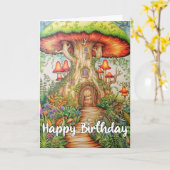 Schattigee Creative Mushroom House Illustratie Kaart (Gele Bloem)