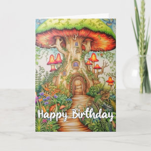 Schattigee Creative Mushroom House Illustratie Kaart