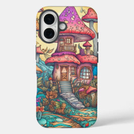 Schattigee Creative Mushroom Hut Illustratie iPhone 16 Hoesje
