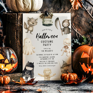Schattigee Creeps Kinder Halloween Kostuumfeest Kaart