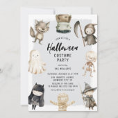 Schattigee Creeps Kinder Halloween Kostuumfeest Kaart (Voorkant)