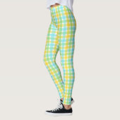 Schattigee crème en groen controlepatroon leggings (Links)
