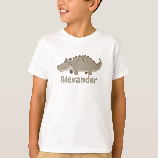 Schattigee Crocodile Boys Naam personaliseerbaar T-shirt (Voorkant)