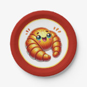 Schattigee croissants liefhebbers serveren papieren bordje (Voorkant)