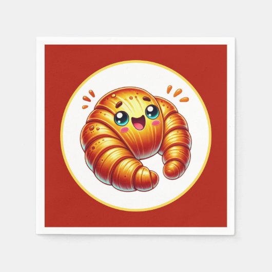 Schattigee croissants liefhebbers serveren servet (Voorkant)