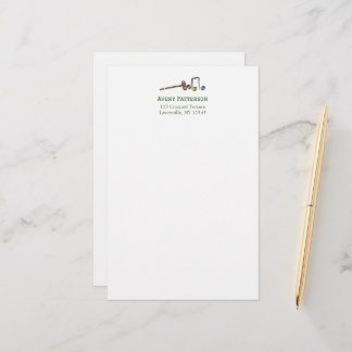 Schattigee croquet speler met de hand geïllustreer briefpapier
