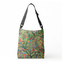 Schattigee crossbody tas, boompjes en bloemetjes, 