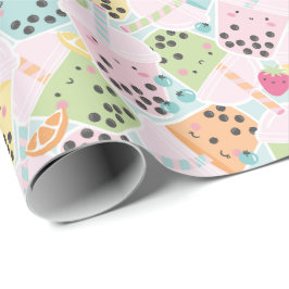 Schattigee Crowded Bubble Tea pastel kawaii Cadeaupapier