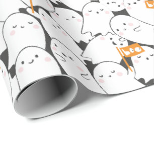 Schattigee Crowded Ghosts met Boo vlaggen Cadeaupapier
