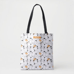 Schattigee Crowded Ghosts met Boo vlaggen Tote Bag