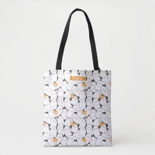 Schattigee Crowded Ghosts met Boo vlaggen Tote Bag (Voorkant)